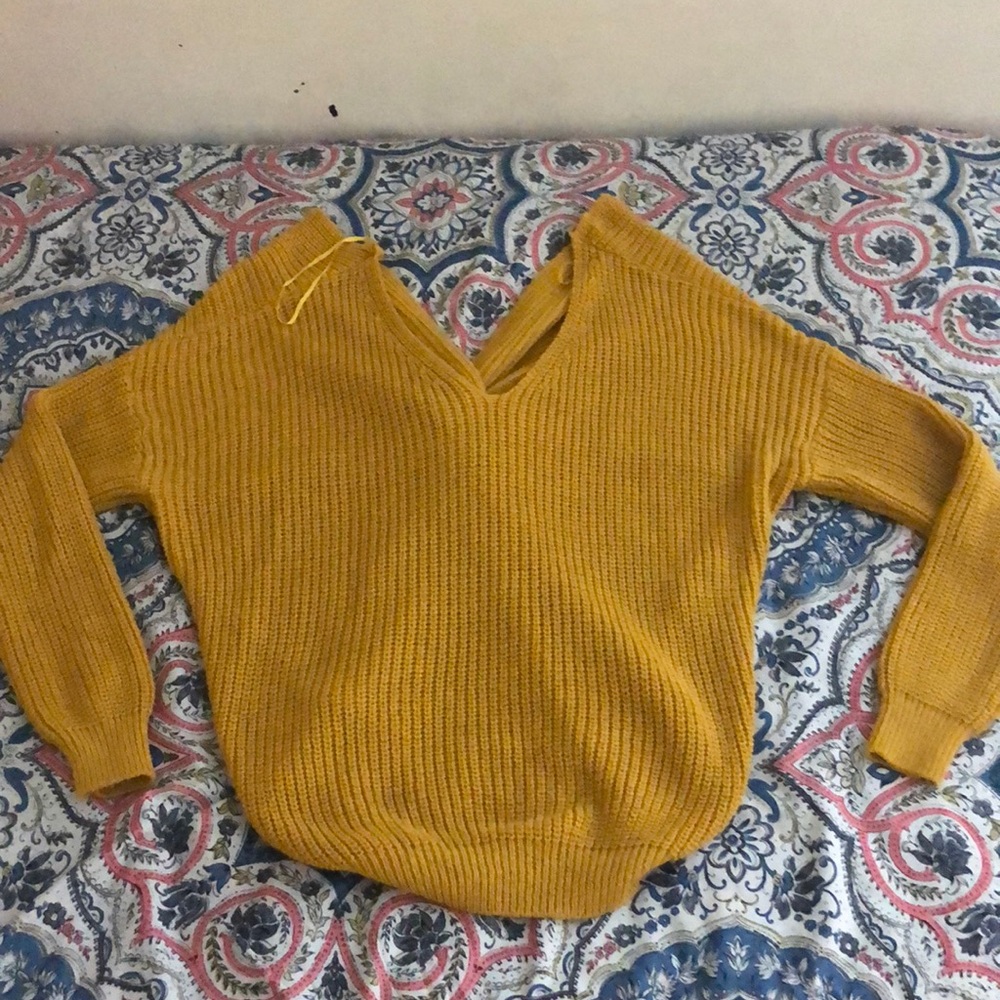 Mustard Sweater Crossed Back